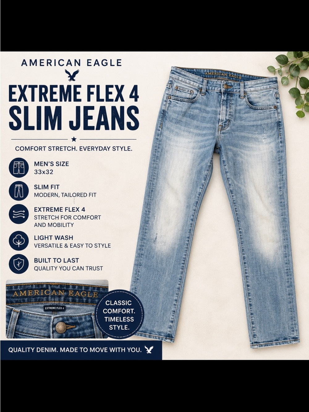 American Eagle Outfitters Slim Jeans - Light Blue Wash